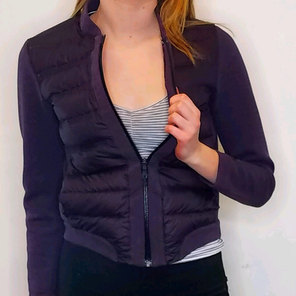 Nike Purple Bomber Jacket Shiny Zip Up Puffer